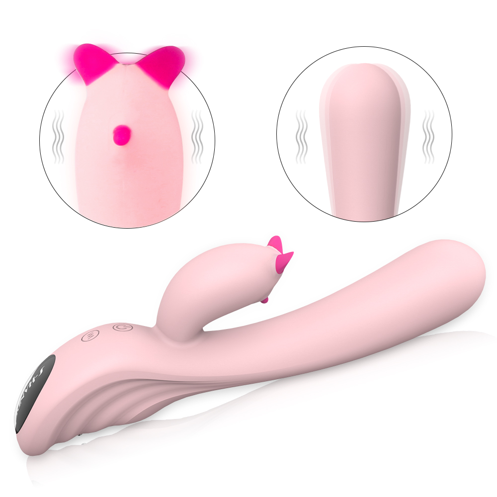 Newest Design Pink Silicone Dual Motor G Spot Vibrator Dildo Rabbit Vibrator Sex Toy Dildo Vibrator For Women