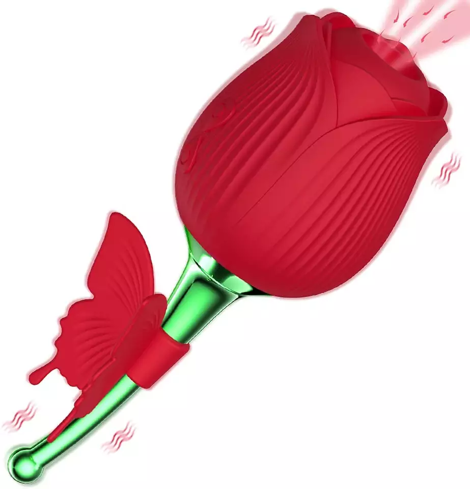 Clitoris Stimulation Tongue Licking Sucking Adult Silicone Sex Rose Shaped Sucking Toy Vibrator For Women Female