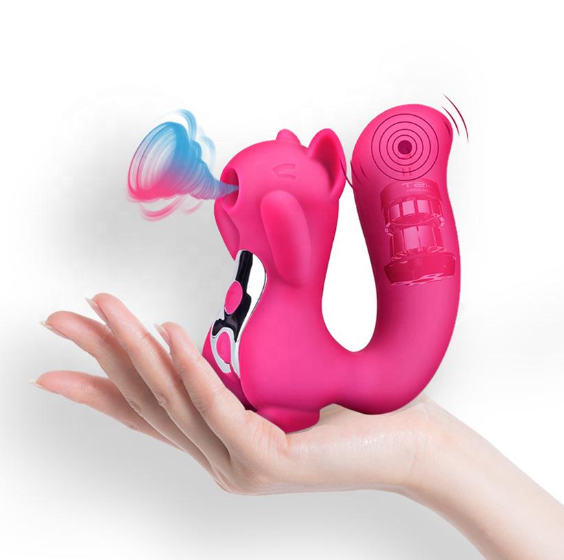 Hot Sale Squirrel Shaped Silicone Rechargeable 10 Modes Vibration G-spot Massager Clitoral Nipple Sucking Vibrator