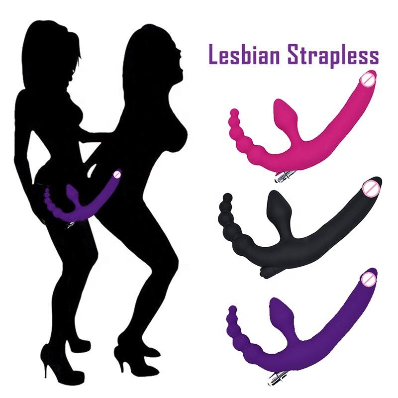 Lesbian Waterproof Adult Vibrating Bullet Butt Plug Massager Anal Plugs Three Heads Dildo Massager Strapless Strap Sex Toy G Spo