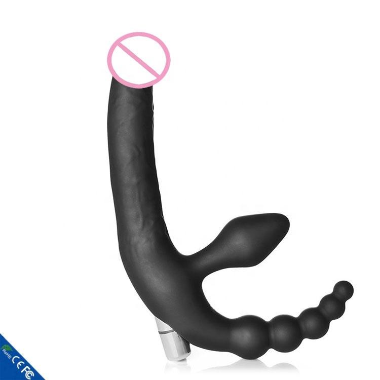 Strapless Silicone Vibrating Bullet Vibe Anal Butt Plug Vibrator Lesbian Silicone Double Dildo Cheap Sex Toys