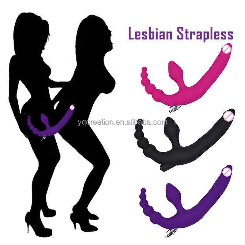Shemale Sex Lesbian Butt Plug Three Heads Anal Beads G Spot Dildo Vibrator Strapless Strap On Sex Toys For Women Couple