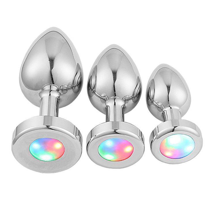 Colorful Flshning Anal Plug Metal Butt Plug With Light Anal Sex Toys For Men And Woman Anus Toy