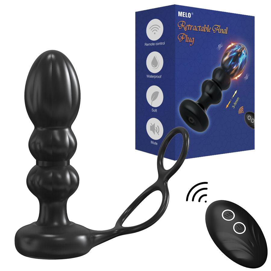 Thrusting Anal Vibrating Vibrator With Cock Ring Butt Plug Penis Ring Telescopic Butt Plug Prostate Massager