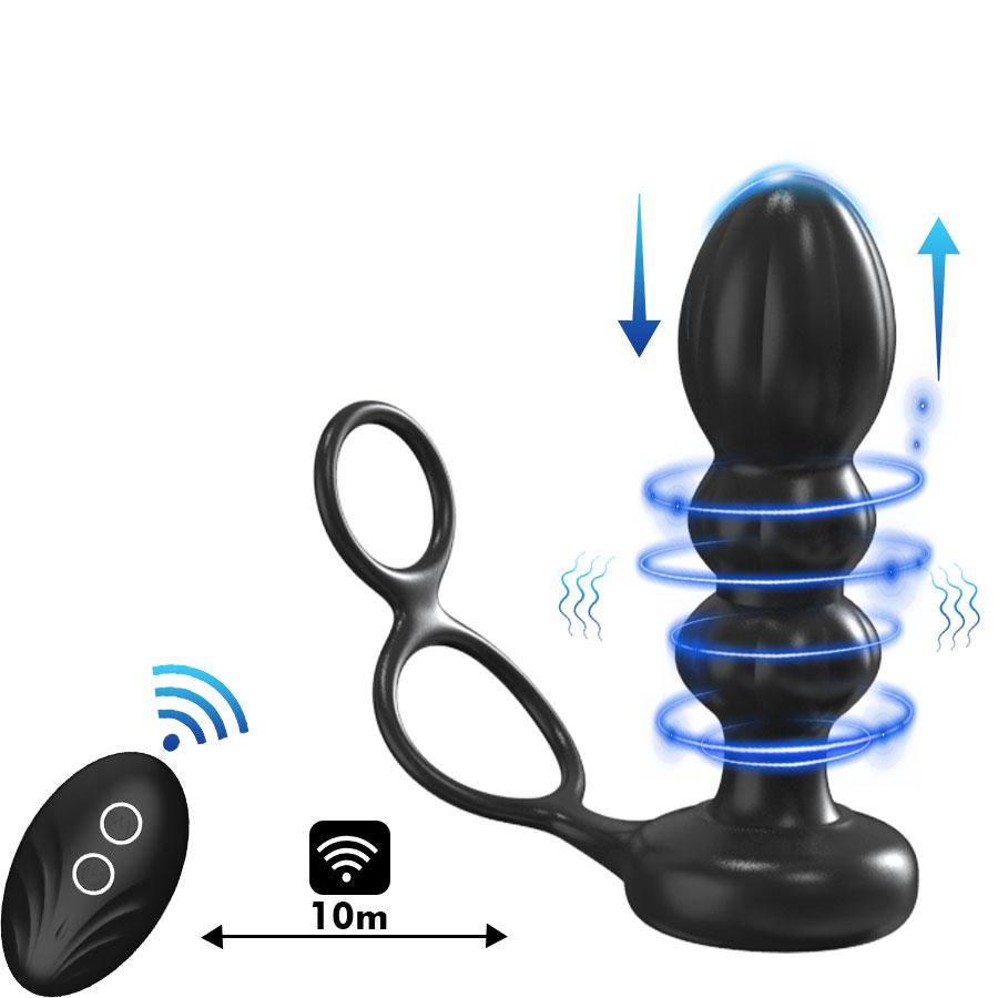 Remote Control 5 Speeds Vibrating Butt Plug Thrusting Anal Vibrator With Cock Ring Prostate Massager Adult Sex Toys For Men