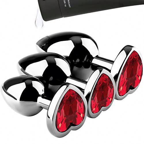 Wholesales 3pcs Anal Sex Toys Diamond Jewelry Plug Anal Set Metal Stainless Butt Plug With Heart Shape Sex Toy Tail Adult Toys
