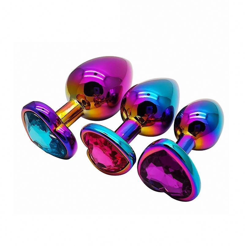 Colorful Metal Anal Plug 3 Size Butt Plug Anal Toys For Couple Anal Play Sex Product