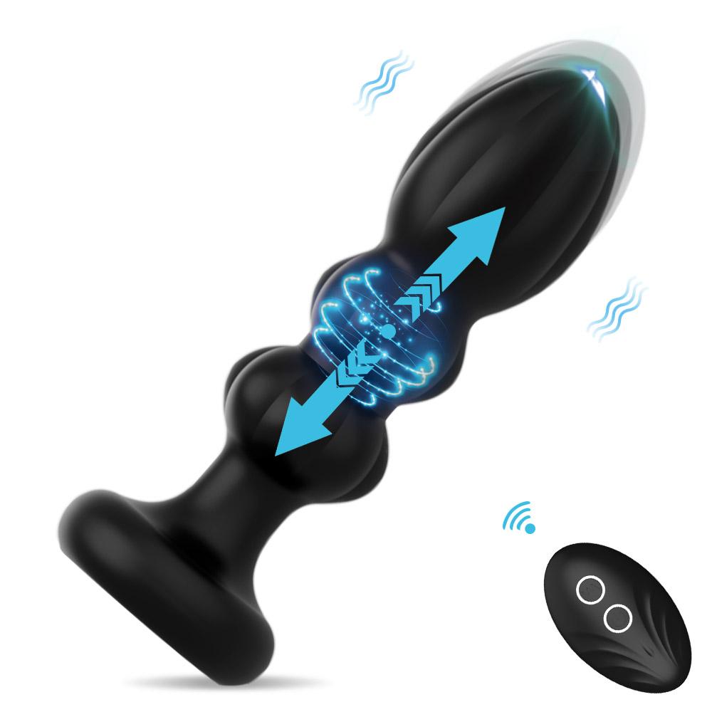 Remote Control Anal Plug Silicone Thrusting Butt Plug 5 Modes Vibration 3 Thrusting Anal Vibrator Anal Play Sex Toys For Woman
