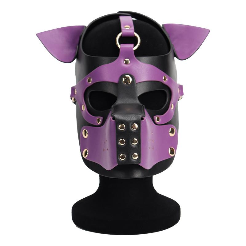 High Quality 4 Colors Dog Mask Bdsm Head Hood Pu Leather Detachable Dog Mask Fetish Roleplay Dog Toys Adult Sex Fun