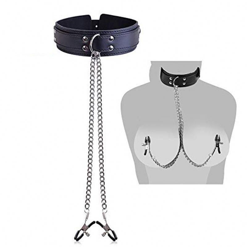Bdsm Sex Toys Nipple Clamp Breasti Clip Pu Leather Dog Collar With Chain Roleplay Adult Sex Toys For Woman Sex Game
