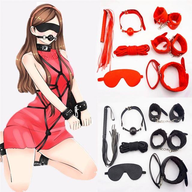 7 Pcs Bdsm Bondage Tool Fetish Sm Restraint Suit Adult Sex Toys For Woman And Men Couple Sex Game Rope Whip Mouth Ball Eyeblind