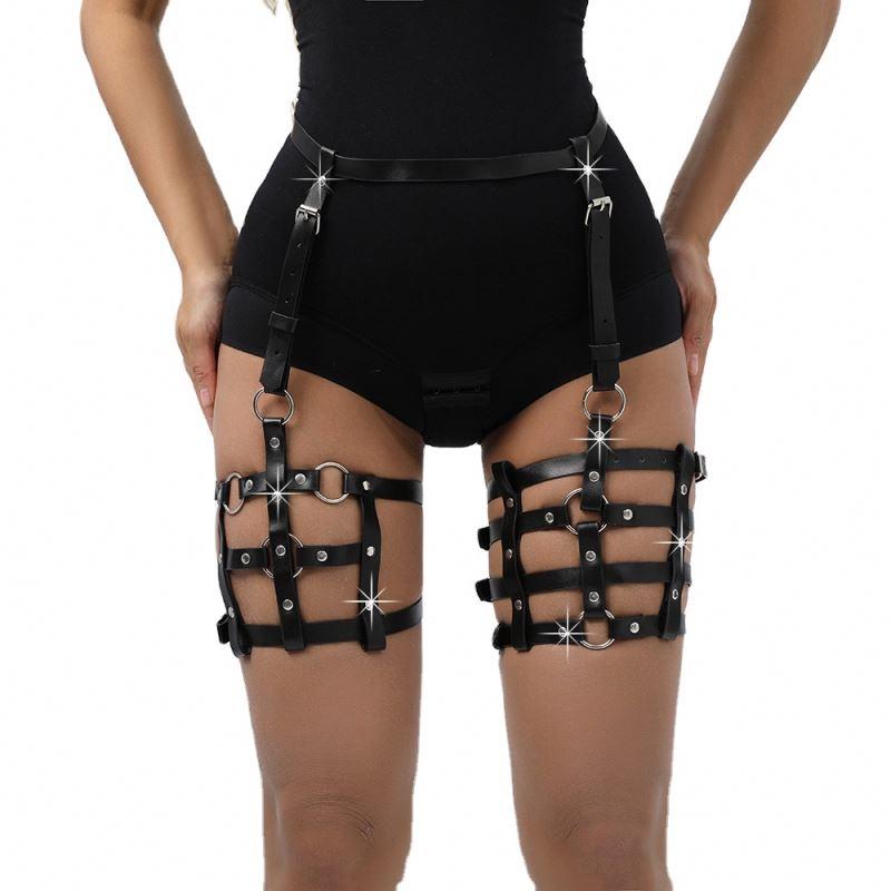 Hot Sell Bdsm Restraint Set Pu Leather Garter Adjustable Sm Bondage For Leg Adjustable Harnessle Garter Sex Game Cosplay Tool