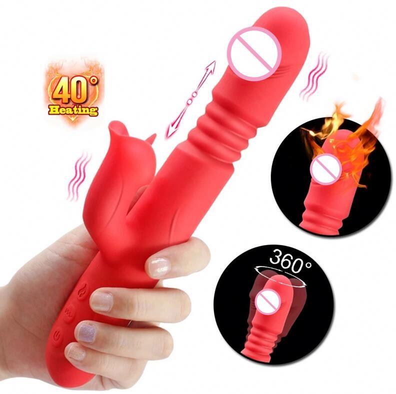 Silicone Telescopic Dildo Vibrato Vagina Clitoris Adult Sex Toys Female Sex Toys Sucking Vibrator Thrusting Dildo Sex Product