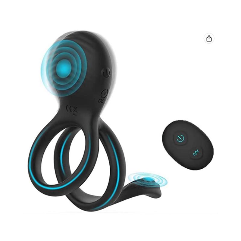 Hot-selling Soft Silicone Male Sex Toys Penis Enlargement Remote Control Big Black Cock Ring Vibrator Erection Tool For Men