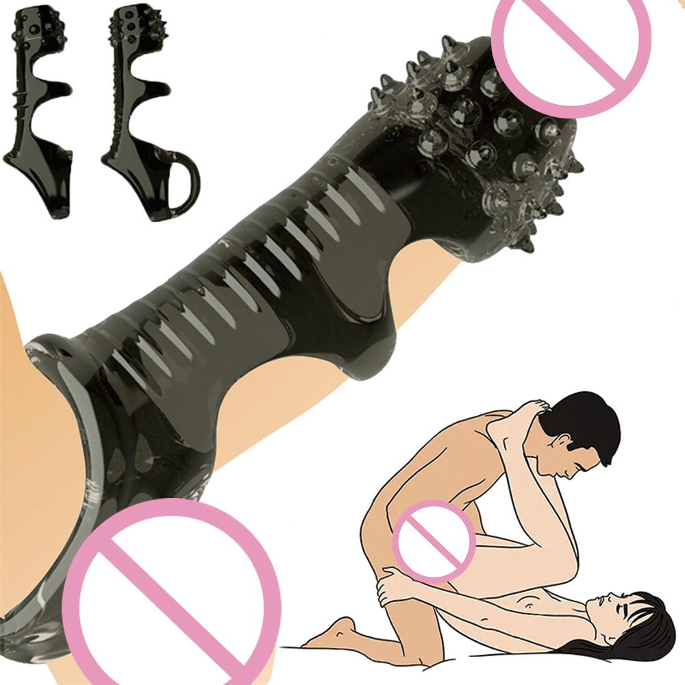 Penis Extender Sleeve Reusable Condoms Silicone Glans Cover Spike Dick Enlargement Cock Ring Erection Erotic Sex Toys For Men