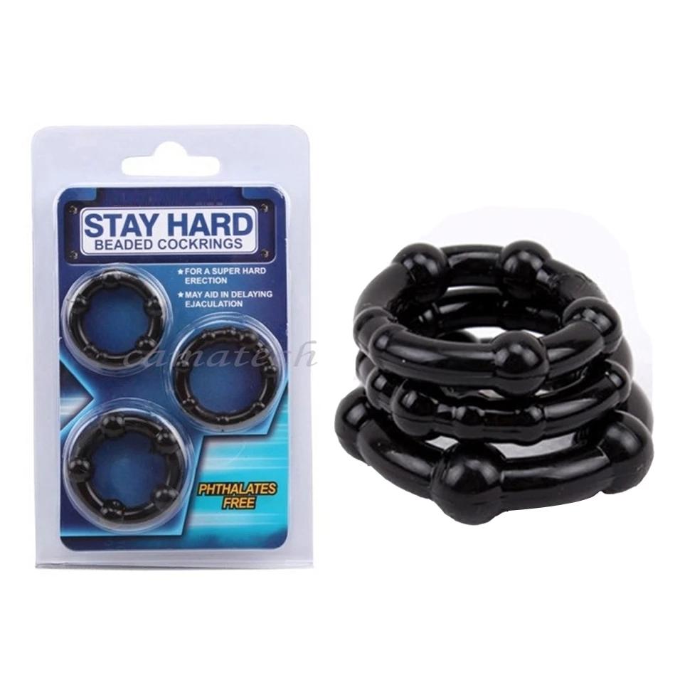 3pcs Silicone Beaded Penis Rings Delaying Ejaculation Donut Cock Rings Lock Ejaculation Constriction Donuts Sex Rings For Men