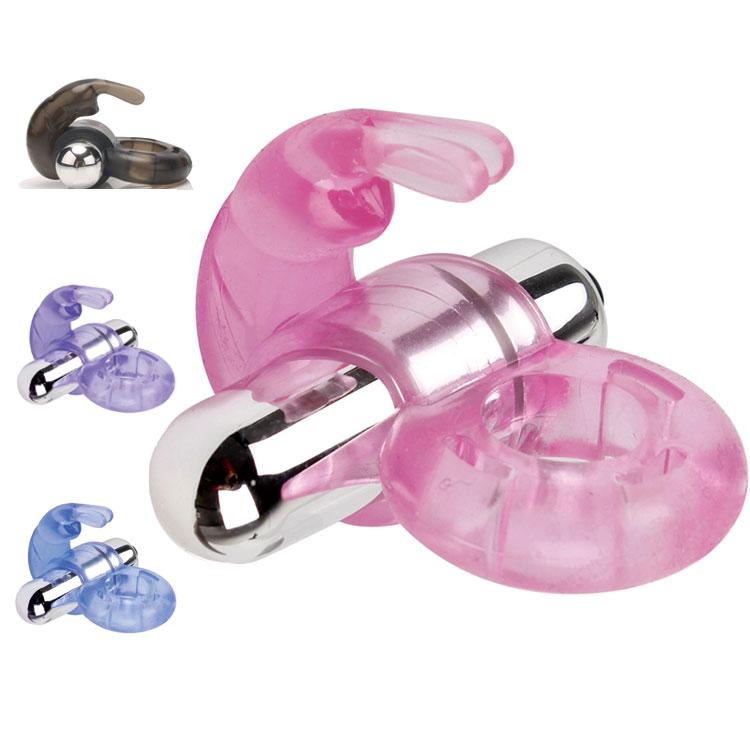 Wholesale 4 Colors Man Silicone Rabbit Vibrator Sex Toy Cock Ring Penis