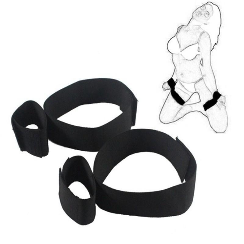 Sexy Woman Black Backhand Restraints Bdsm Sex Games Handcuffs Thigh Wrist Cuffs Leg Straps Tie Bondage Set Couples