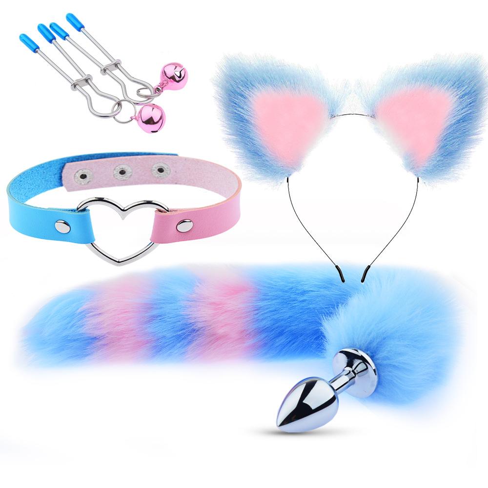 Halloween Hair Band Hair Accessories Creative Cartoon Bdsm Fox Cat Tail Anal Plug Sex Toy Set