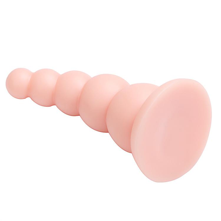 Jumbo simulated penis anal plug with pulling beads