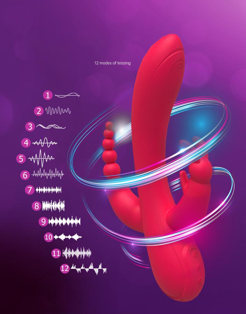 Rabbit silicone female trident vibrator 12 frequency USB charging