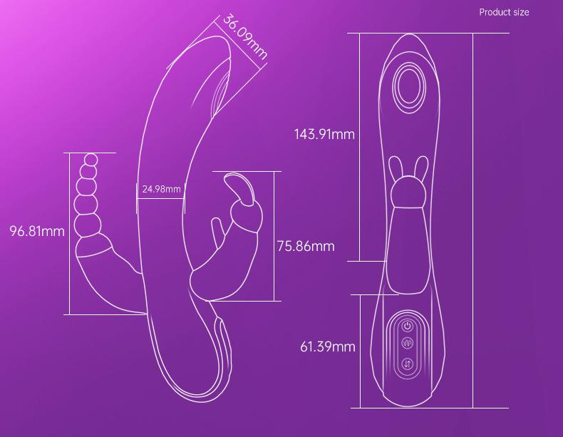 Rabbit silicone female trident vibrator 12 frequency USB charging