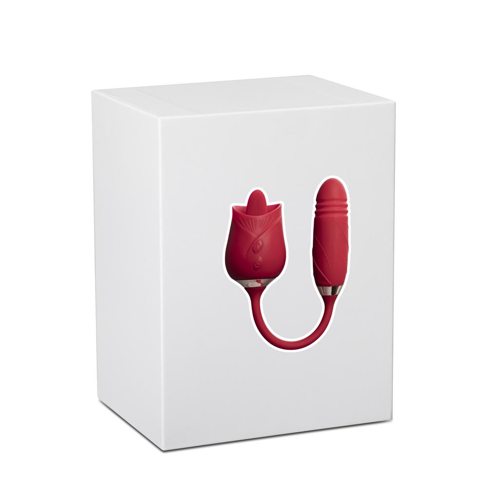10-Speed Red Color Silicone Clitoral Rose Sex Toy with Thrusting Vibrator (Type I)