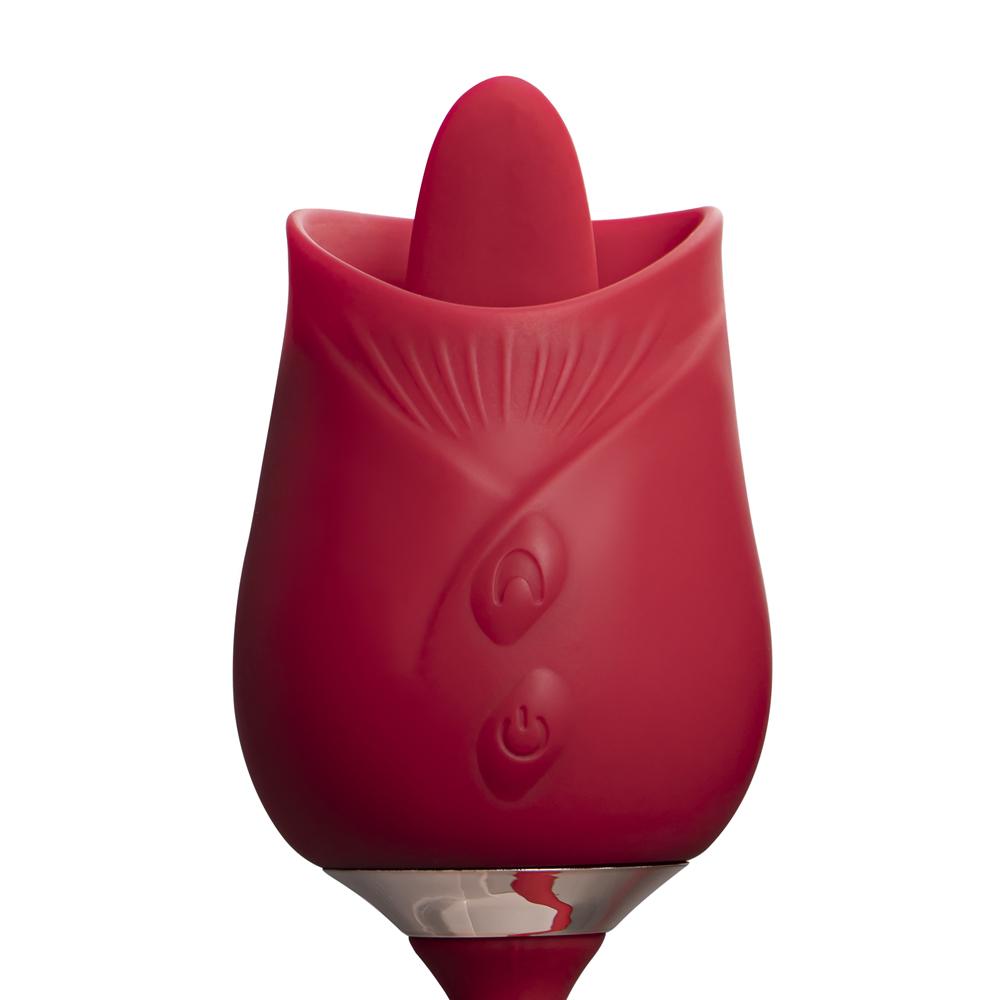 10-Speed Red Color Silicone Clitoral Rose Sex Toy with Thrusting Vibrator (Type I)