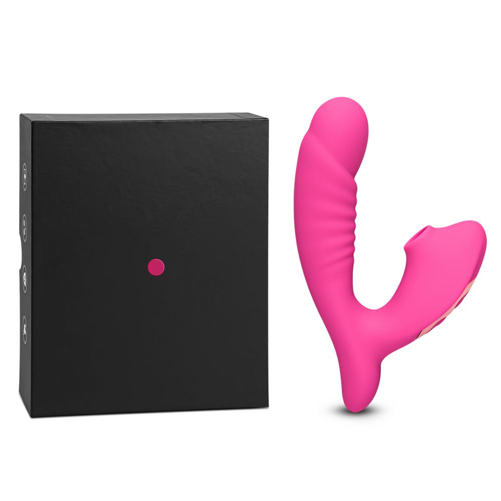 10 Speeds Pink Color Clitoral Sucking Stimulator with Penis Shape Vibrator