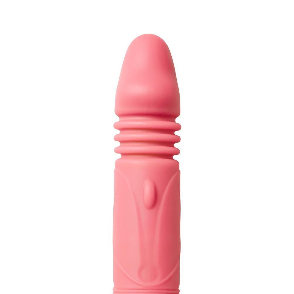 12-Speed Pink Color Silicone Thrusting Dildo with Clitoral Stimulator