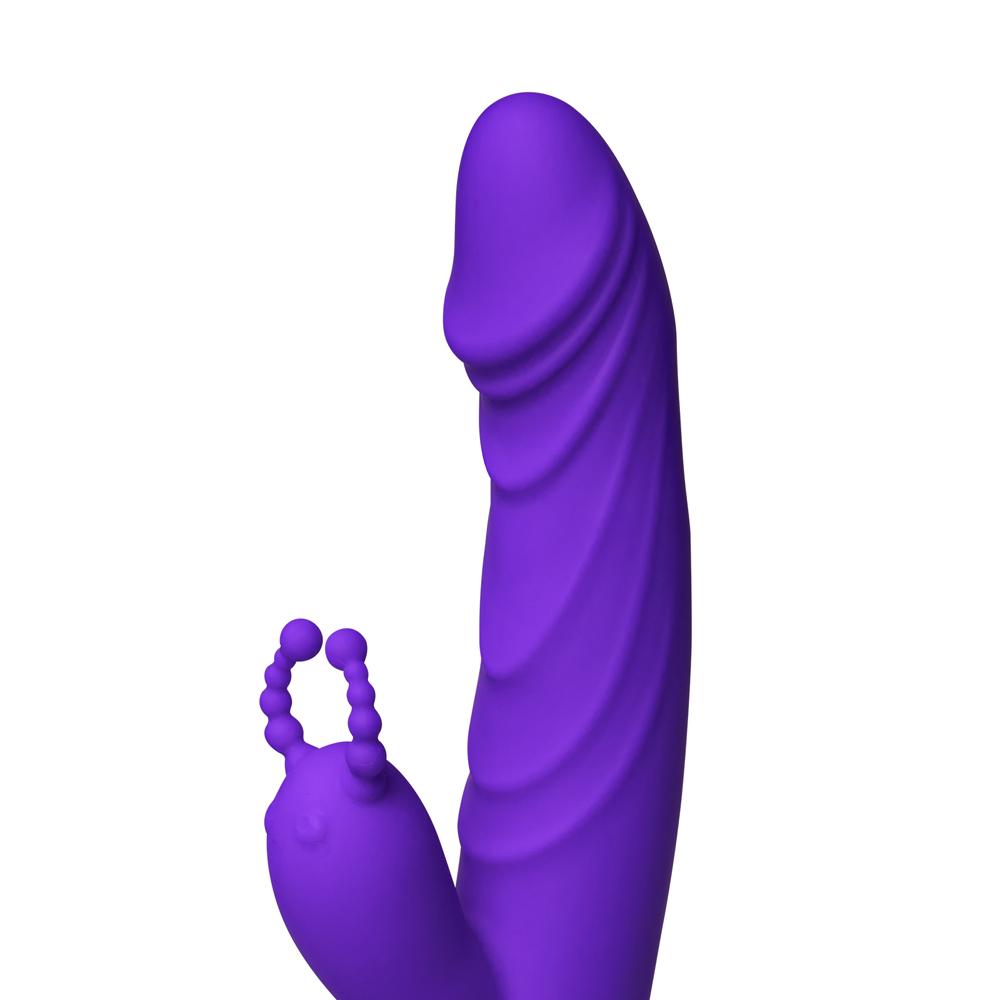 12-Speed Purple Color Silicone Rabbit Vibrator with Wiggling Function