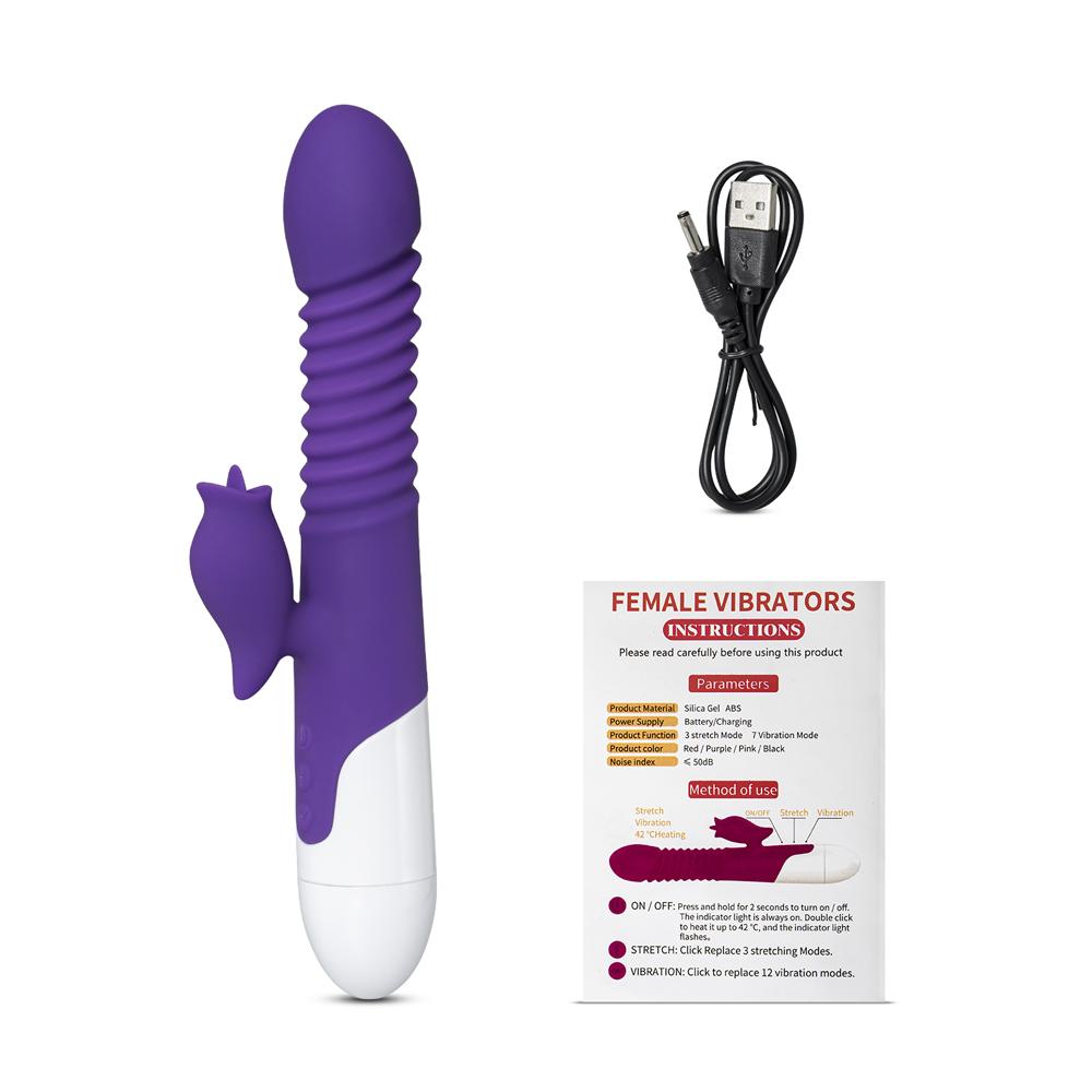 12-Speed Purple Color Silicone Thrusting Vibrator with Heating Function ( Type II )