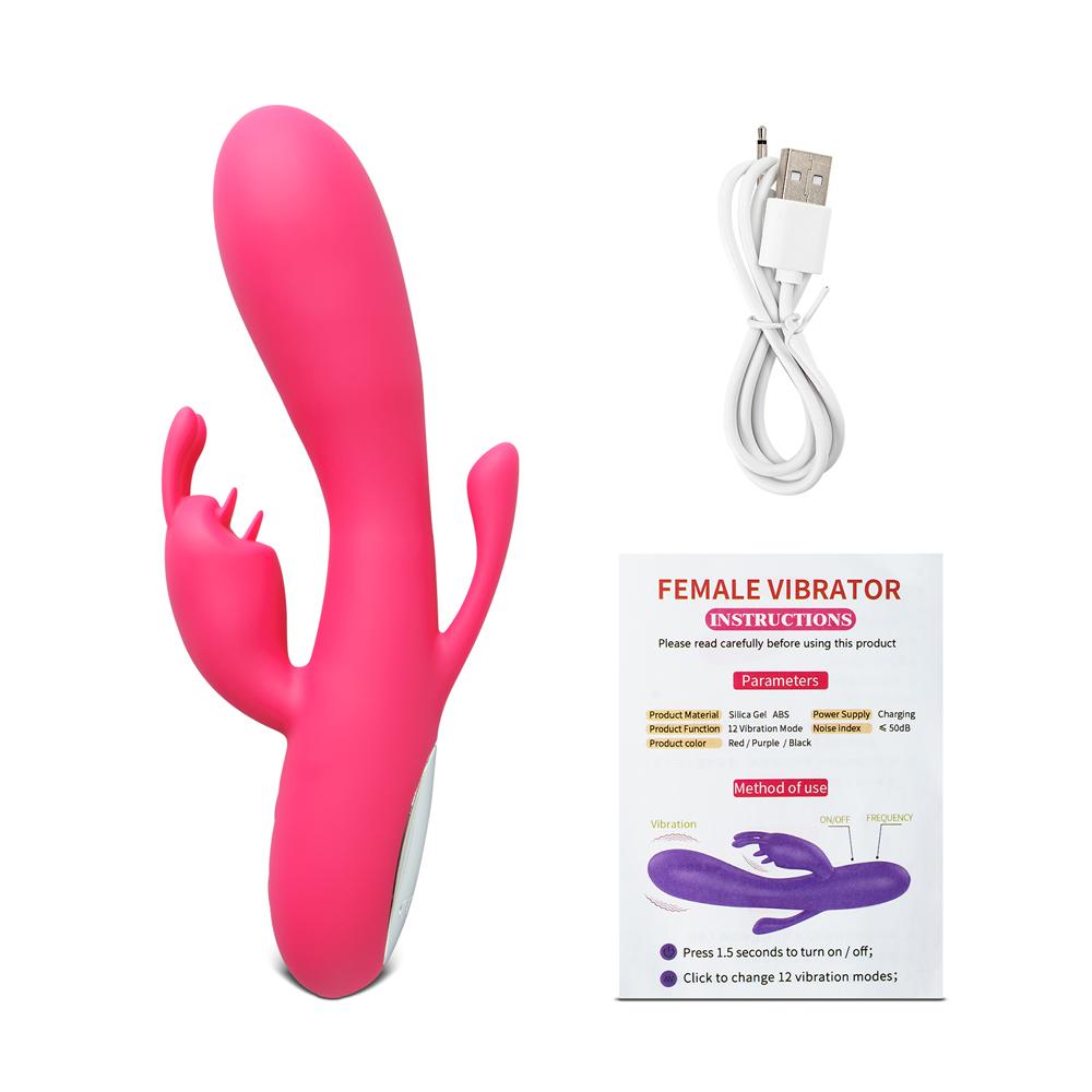 12-Speed Red Color Silicone Rabbit Vibrator Type II
