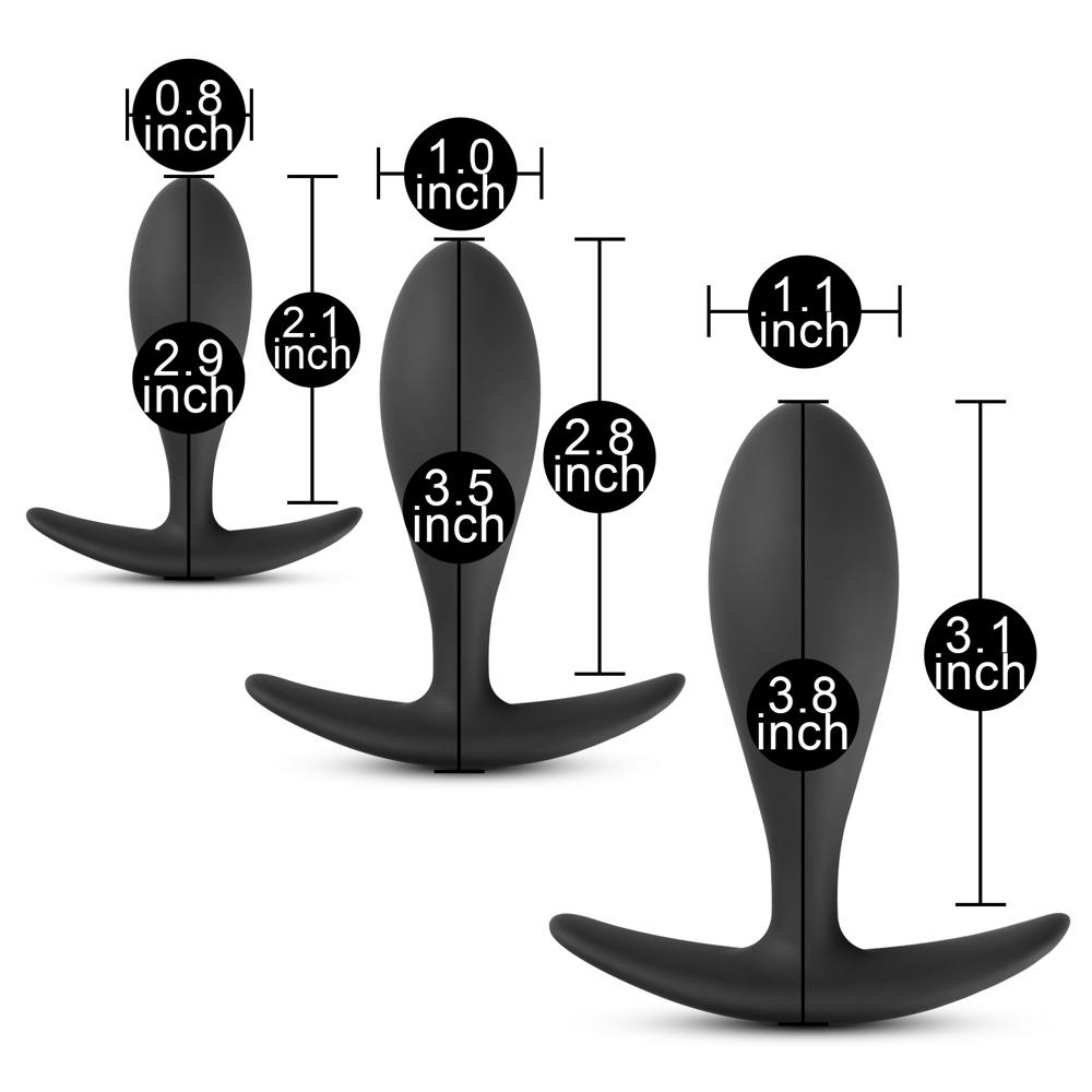 3 PCS Black Color Silicone Butt Plug Set ( Type II )