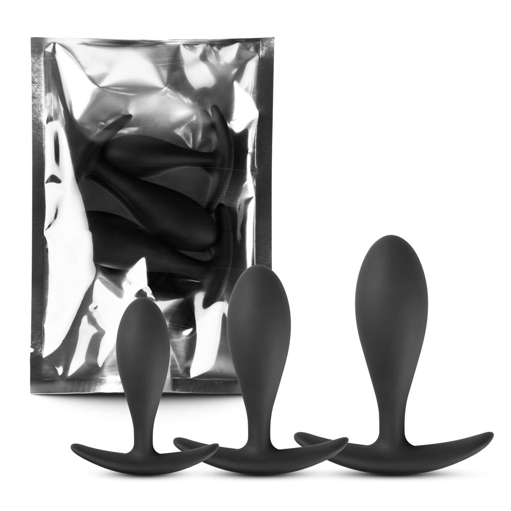 3 PCS Black Color Silicone Butt Plug Set ( Type II )