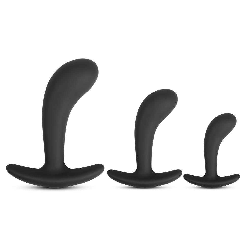 3 PCS Black Color Silicone Butt Plug Set ( Type III )