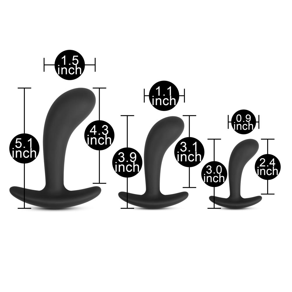 3 PCS Black Color Silicone Butt Plug Set ( Type III )