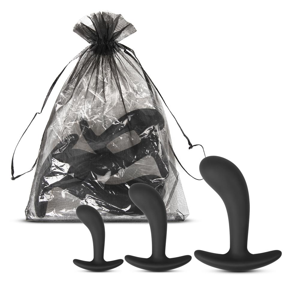 3 PCS Black Color Silicone Butt Plug Set ( Type III )