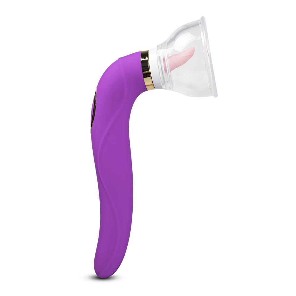 8 Speeds Purple Color Clitoral Sucking & Licking Vibrator with Tongue ( Long Size Version )