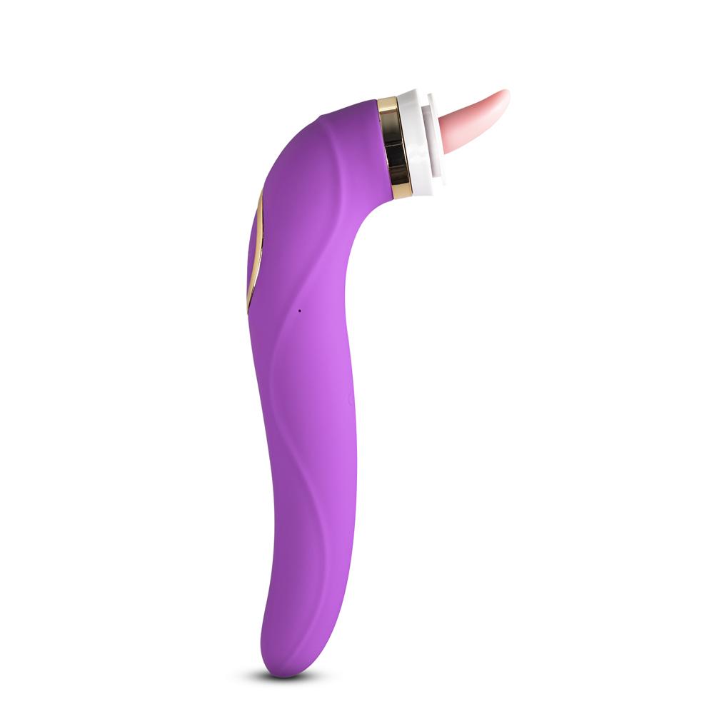 8 Speeds Purple Color Clitoral Sucking & Licking Vibrator with Tongue ( Long Size Version )