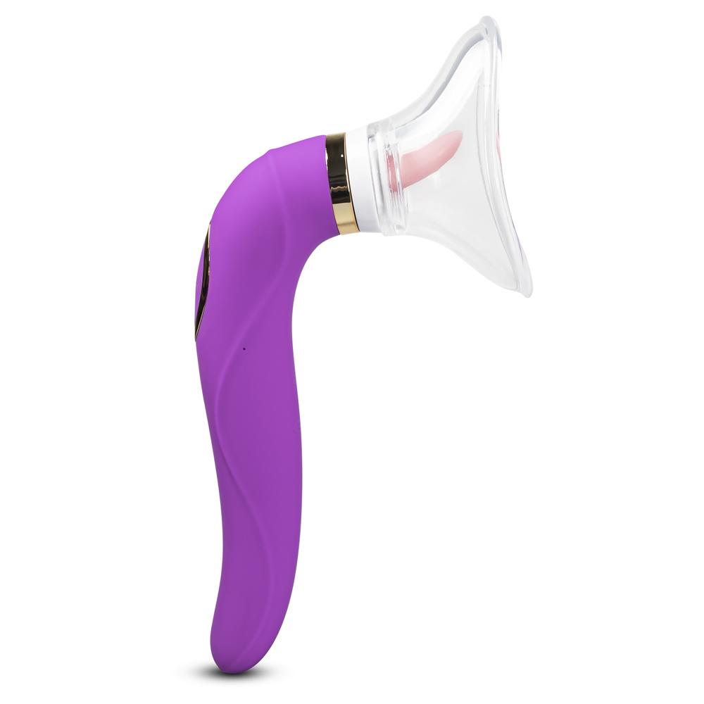8 Speeds Purple Color Clitoral Sucking & Licking Vibrator with Tongue ( Long Size Version )