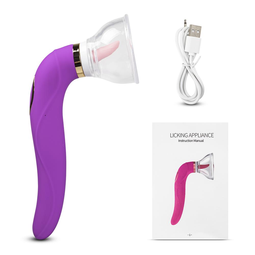 8 Speeds Purple Color Clitoral Sucking & Licking Vibrator with Tongue ( Long Size Version )