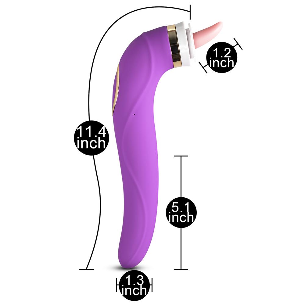 8 Speeds Purple Color Clitoral Sucking & Licking Vibrator with Tongue ( Long Size Version )