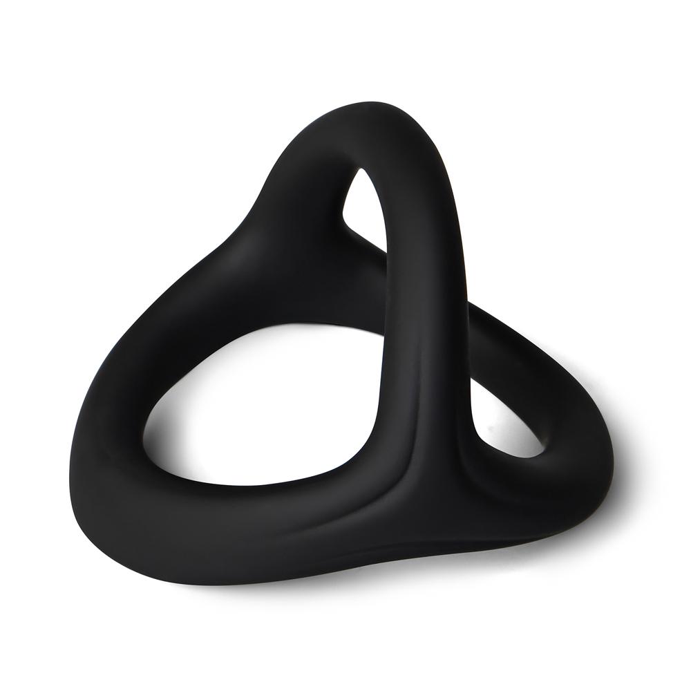 Black Color 3 in 1 Ultra Soft Cock Ring for Erection Enhancing Type I