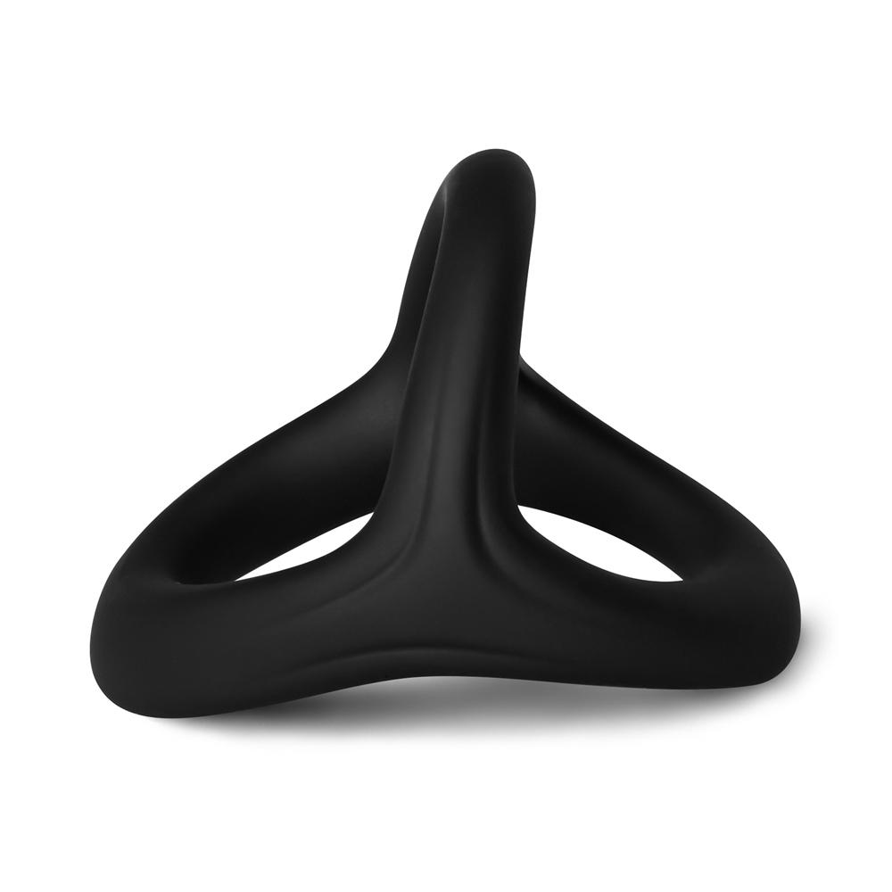 Black Color 3 in 1 Ultra Soft Cock Ring for Erection Enhancing Type I
