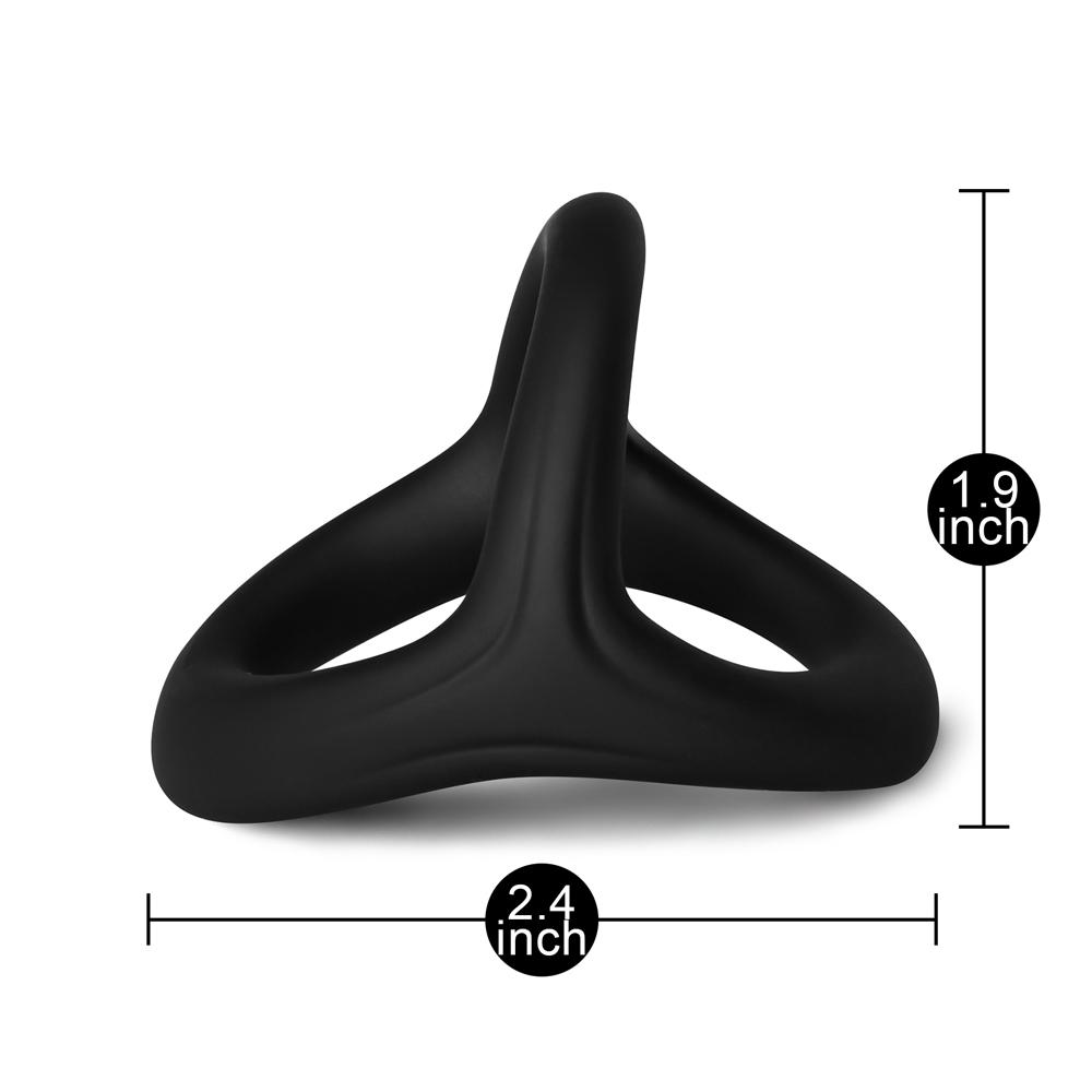 Black Color 3 in 1 Ultra Soft Cock Ring for Erection Enhancing Type I