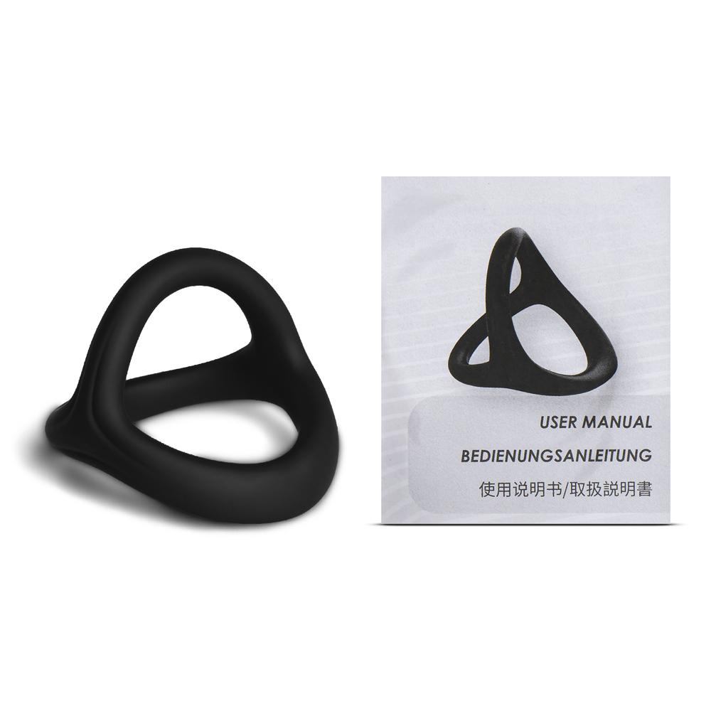 Black Color 3 in 1 Ultra Soft Cock Ring for Erection Enhancing Type I