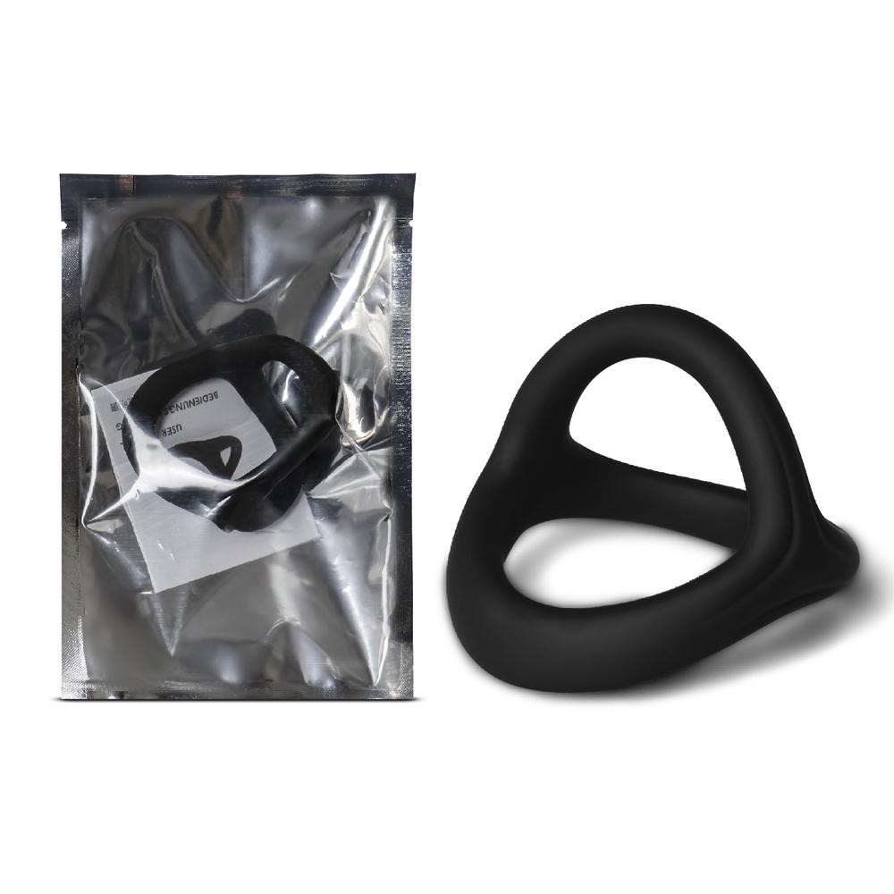 Black Color 3 in 1 Ultra Soft Cock Ring for Erection Enhancing Type I