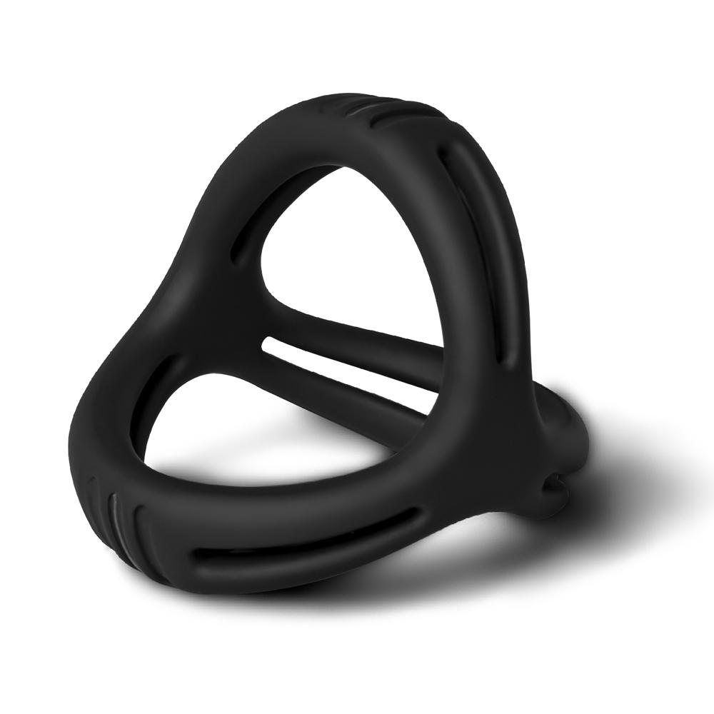 Black Color 3 in 1 Ultra Soft Cock Ring for Erection Enhancing Type II