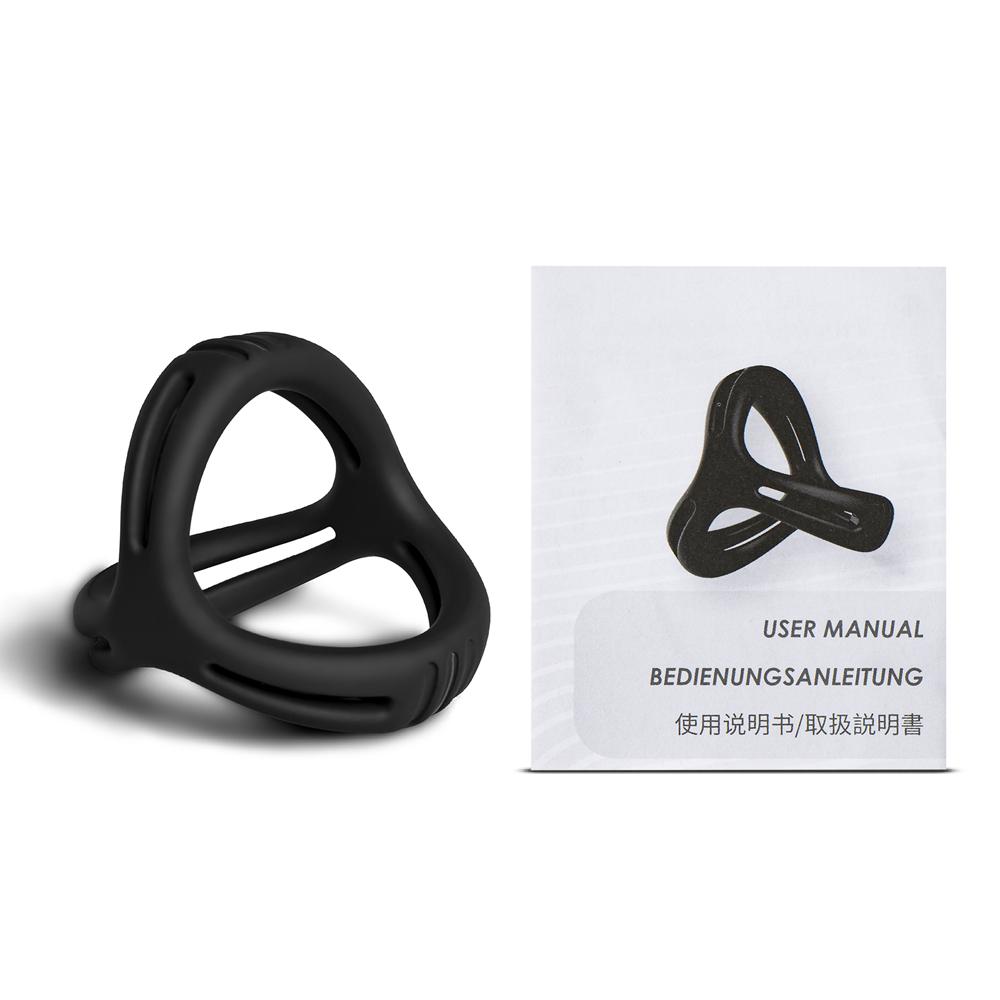Black Color 3 in 1 Ultra Soft Cock Ring for Erection Enhancing Type II